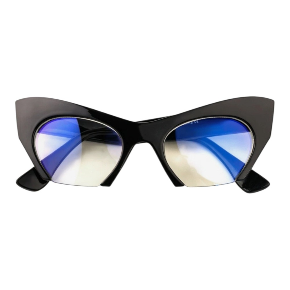 Cat Eye Eyeglasses Womens OS Black New Oversized Winged Blue Light KS1586 - Picture 1 of 7